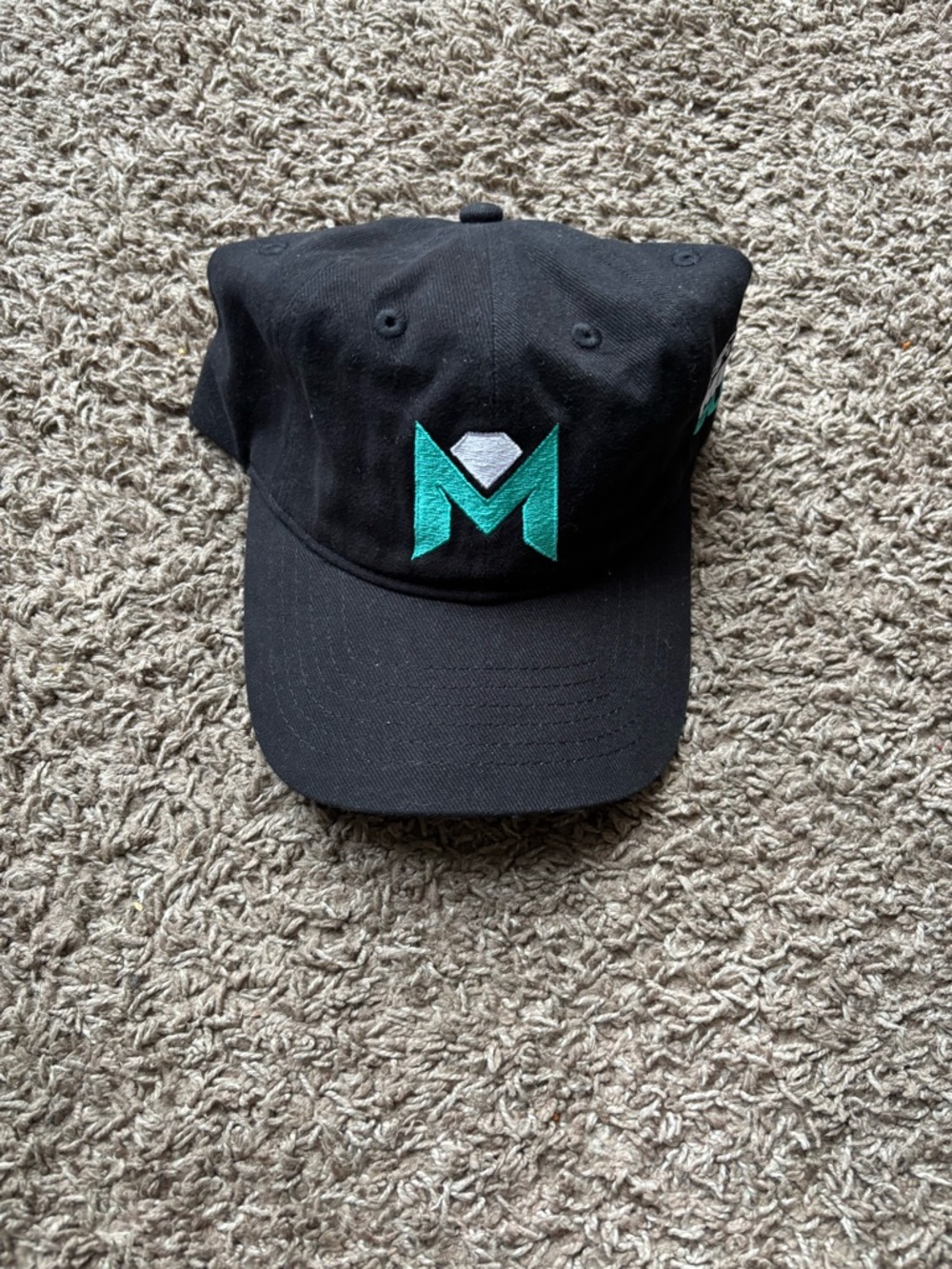 Black Baseball Cap with Teal & White ESPN mint club hat